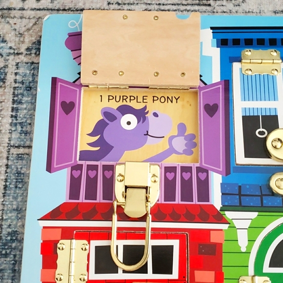 Melissa and Doug Wooden Latches Locks Activity Play Board - Picture 2 of 9